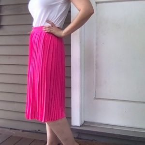 J. Crew Electric Pleated Midi Skirt, Pink, 8